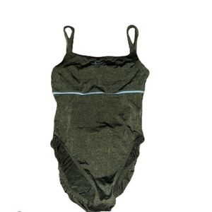 Nike army green athletic racing one piece swimsuit size 10